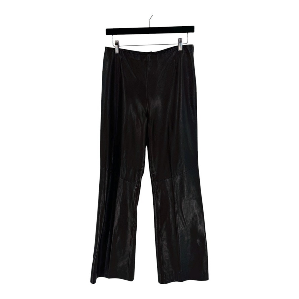 Vintage Danier Leather Pants 10 Brown High Rise Flare Y2K 100% Genuine Leather